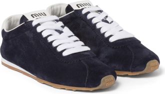Miu Miu Plume Suede Sneakers, Woman, Navy, Size 36,5