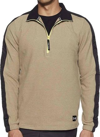 Under Armour Sportstyle Microfleece 1/2 Zip Long Sleeve Top In City Khaki