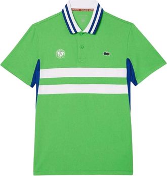 Lacoste Heren Roland Garros Edition gestreept Ultra Dry slim-fit tennis-poloshirt met korte mouwen (Groen)