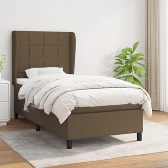 vidaXL Vidaxl - Cama Box Spring Con Colch&oacute;n Tela Marr&oacute;n Oscuro 90x190 Cm