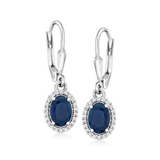 Ross-Simons Sapphire and. White Topaz Drop Earrings in Sterling Silver