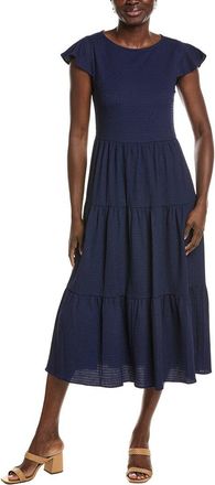 Jones New York Flutter Sleeve Tiered Midi Dress