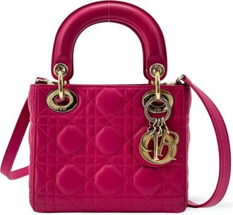 Dior Lady Dior Cannage Quilt Lambskin Pink Leather Handbag (Pre-Owned)