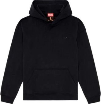 Diesel Zwarte hoodie met gebleekt logo - Heren - Hoodies - Zwart - S - Katoen - Hoodies & sweatvesten