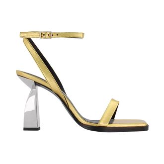 Nodaleto High Heel Sandals, female, Yellow, 4 1/2 UK, Golden Metallic Heeled Sandals Angel E