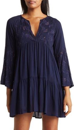 Boho Me Eyelet Bell Sleeve Tunic in Navy at Nordstrom Rack, Size Medium
