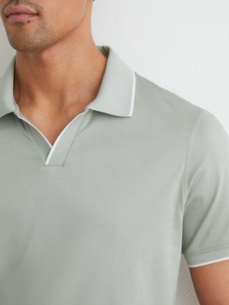 Reiss Light Sage Green Air-water Cotton Tipped Polo Shirt, Xxl