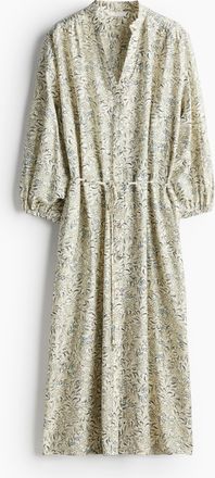 H&M Gemustertes Kleid mit Bindegürtel - White