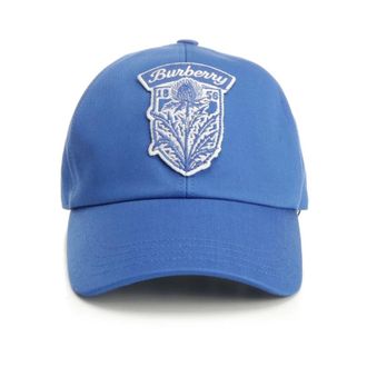 Burberry Thistle Shield Gabardine Baseball Cap - unisex - Petten - Blauw - S - Katoen - Accessoires
