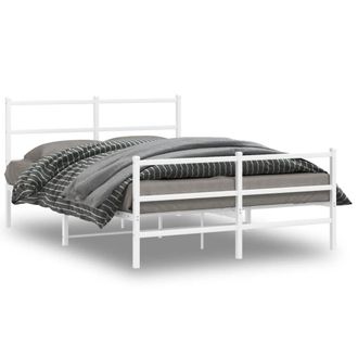 Berkfield Home Metal Bed Frame without Mattress with Footboard&not;White 140x200cm in White | Size: 140x200 cm