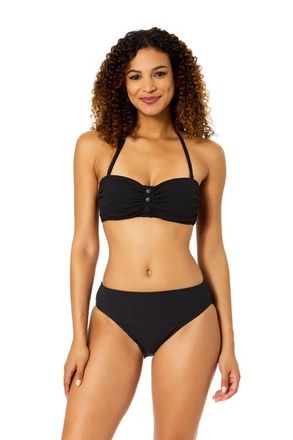Anne Cole Womens Luna Snap Solid Snap Front Bandeau Bikini Swim Top in Luna Snap Black at Nordstrom, Size X-Large