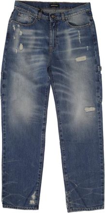 Salvatore Santoro Gescheurde katoenen jeans - Heren - Regular Fit Jeans - Blauw - W33 - Katoen - Jeans