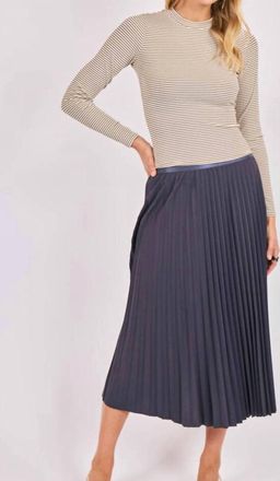 Sadie & Sage Full Of Charm Midi Skirt In Navy