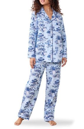 Printfresh Long Sleeve Organic Cotton Pajamas Set in Notting Hill Blue at Nordstrom, Size X-Small