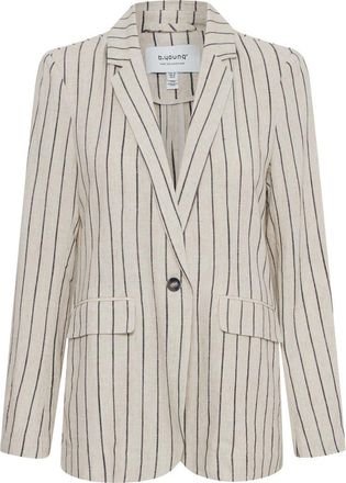 b.young Johanna Blazer in Linen Black Stripe at Nordstrom Rack, Size 2 Us / 34 Eu