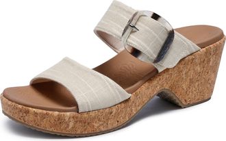 Skechers Womens Brystol Wedge Sandal, Natural, 4 UK