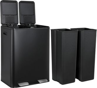 OEM Cubo De Basura, Dise&ntilde;o De Doble Compartimento, Control De Olores, Negro, 60 Litros (16 Galones)