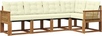 vidaXL Conjunto De Sof&aacute;s De Exterior 5 Uds. Natural Y Crema Vidaxl