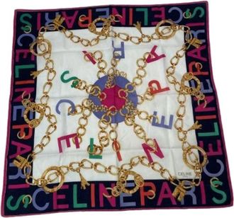 Celine Pre-owned Zijden Sjaal - Dames - Vintage Accessoires - Veelkleurig - ONE Size - Vintage