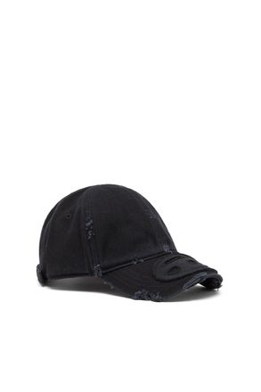 Diesel Cotton twill cap with distressed details - Caps - Man - Black