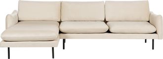 Beliani Beliani - Sof&aacute; Esquinero De Terciopelo Moderno De 4 Plazas Patas Negras Estilo Retro Beige Claro Vinterbro