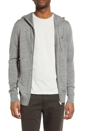 AllSaints Mode Slim Fit Merino Wool Zip Hoodie in Grey Marl at Nordstrom, Size Xx-Large