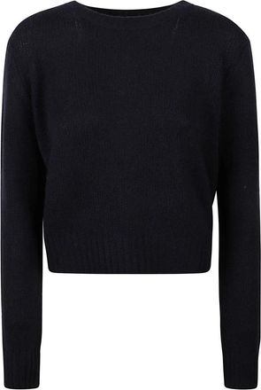 Be You Cropped trui met ronde hals - Dames - Ronde hals truien - Blauw - M - Kasjmier - Truien & Vesten