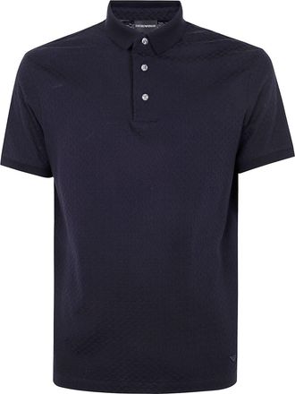 Emporio Armani front button-fastening cotton polo shirt - Blue