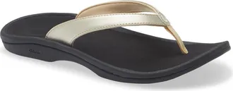 Olukai Ohana Flip Flop in Gold/black at Nordstrom, Size 10