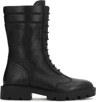 Kazar Enkellaarsjes met veters - Dames - Veterlaarzen - Zwart - 36 EU - Leer - Schoenen