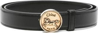 Chlo&eacute; Accessoires, Dames, Zwart, S, Leer, Horse Medal Belt