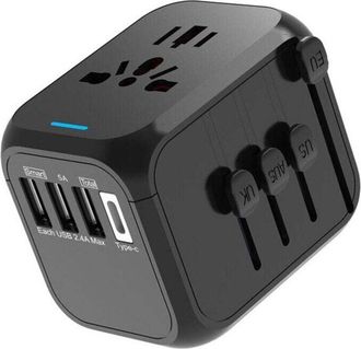 OEM Adaptador De Viaje, Adaptador De Enchufe Universal Con Tipo C + 3 Puertos Usb Y Toma De Ca, Adaptador Ternel Para Francia, Ee. Uu., Reino Unido, Alema