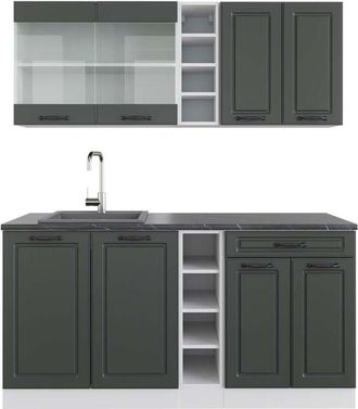 Vicco Cocina Vers&aacute;til R-line, Antracita Casa De Campo/blanco, 160 Cm, Et Antracita