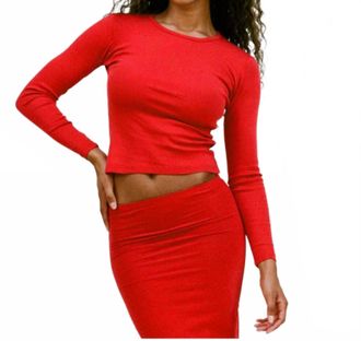 Gil Rodriguez Turtleneck Long Sleeve Bellevue Tee In Tomate
