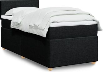 vidaXL Vidaxl - Cama Box Spring Individual Con Colch&oacute;n Tela Negro