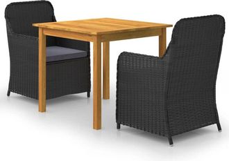 vidaXL Juego De Comedor Para Jard&iacute;n 3 Piezas Negro Vidaxl