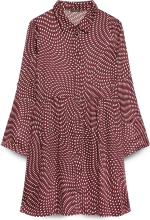Fiorella Rubino Korte hemdjurk in bedrukte mousseline - Dames - Shirt Kleedjes - Rood - 2XL - Kleedjes