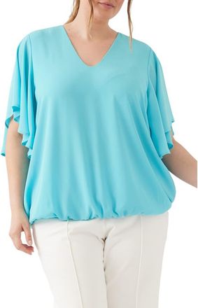 Karen Kane Flutter Sleeve Top in Aqua at Nordstrom, Size 0 X