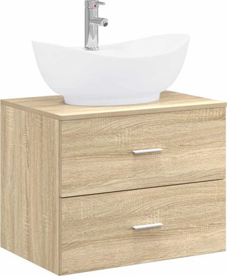 vidaXL Juego De Muebles De Ba&ntilde;o Roble Sonoma Madera De Ingenier&iacute;a Vidaxl