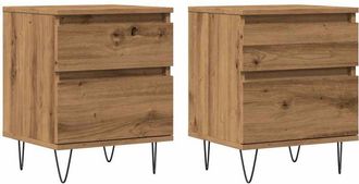 vidaXL Mesitas De Noche 2 Uds Madera Roble Artisian 40x35x50 Cm Vidaxl