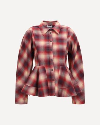 Ganni Peplum flannel Shirt Female 38