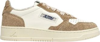 Autry Sneakers, female, Beige, Size: 7 US White and Taupe Glitter Sneaker