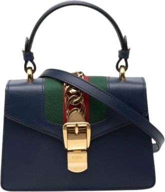 Gucci Pre-owned Sylvie Mini Bag - Dames - Vintage Mini Tas - Blauw - ONE Size - Leer - Vintage