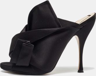 N&deg;21 N21 Black Satin Raso Knot Open Toe Mules