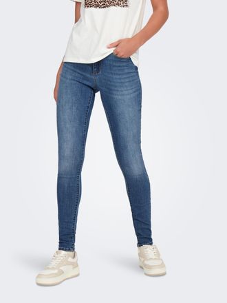 Only Skinny-fit-Jeans ONLY ONLWAUW MID SKINNY DNM BJ370 NOOS, Damen, Gr. XL (42), L&auml;nge 34, blau (medium blau denim), Denim/Jeans, Obermaterial: 64% Baumwo