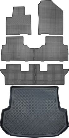 OEM Kia Sorento Iii Suv (5 Puertas) Desde 02.2015 Set - Alfombrillas De Goma Para Coche + Alfombrilla Para Maletero