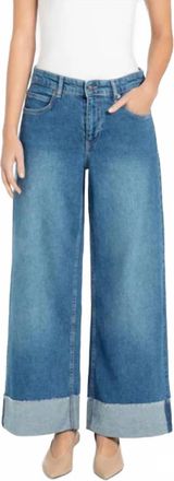 Mac Jeans Nevada Super Wide Raw Hem Cuff Jeans In Night Sky