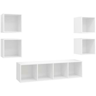 vidaXL Juego De Muebles De Sal&oacute;n 5 Piezas Madera Ingenier&iacute;a Blanco Vidaxl