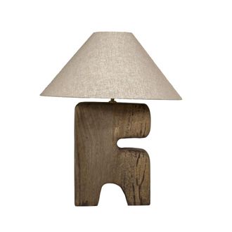 Bazar Bizar L&aacute;mpara de mesa de madera en marr&oacute;n 55x55x65cm