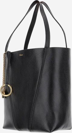Chlo&eacute; Womens Spin Tote Bag Garnet Leather Black Shoulder